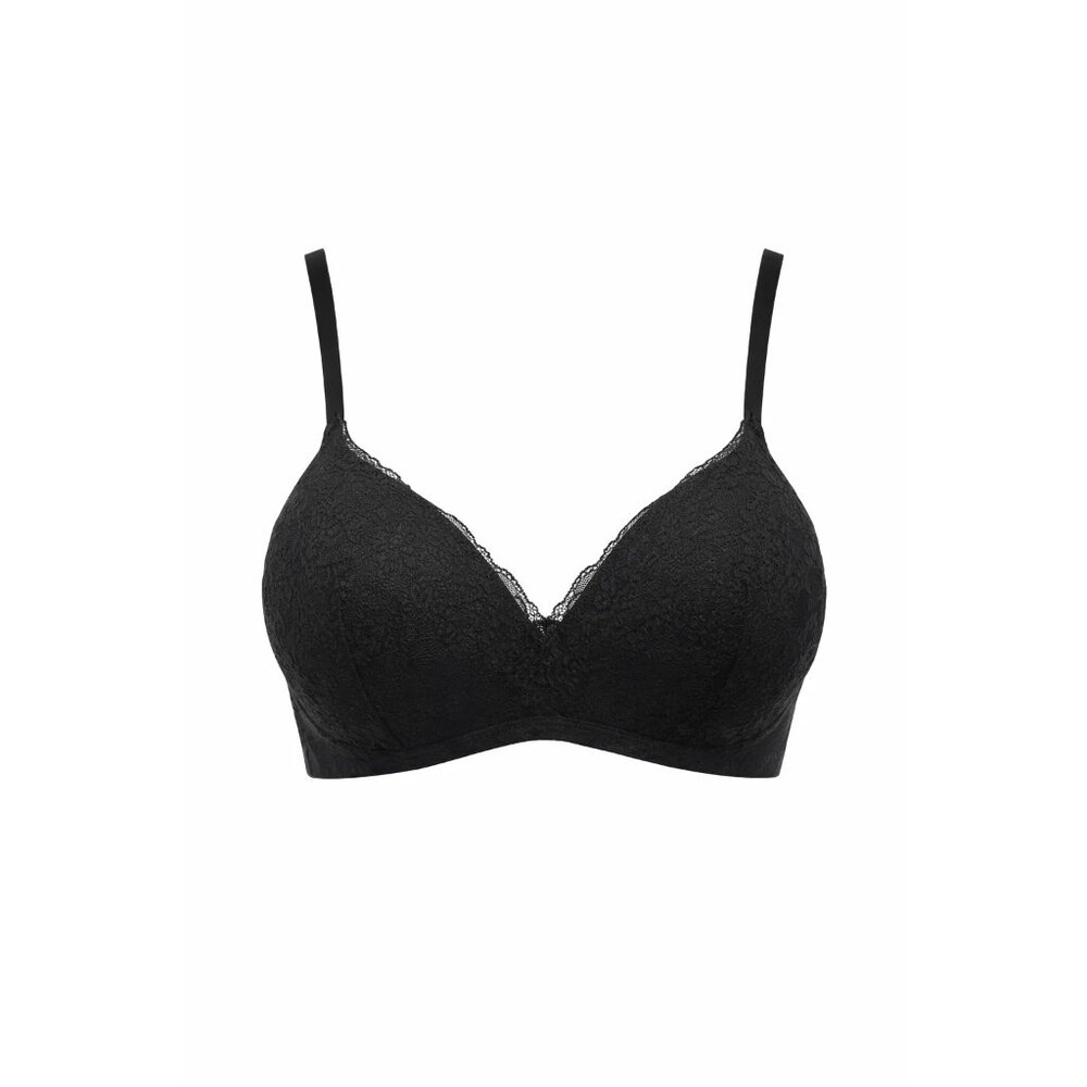 Victoria's Secret PINK Date Wireless Lightly Lined Black Lace Bra size 32DDD